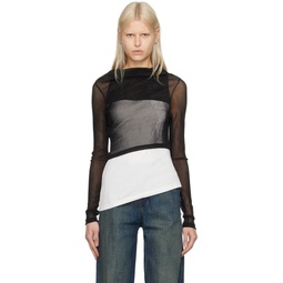 Black Asymmetric Long Sleeve T Shirt 241188F110012