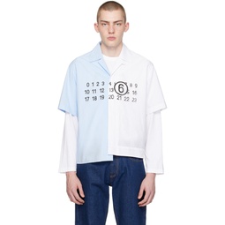 Blue   White Printed Shirt 241188M192008