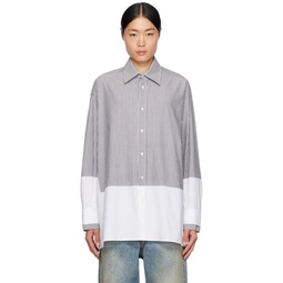 Gray   White Paneled Shirt 232188M192016