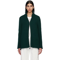 Green Raw Edge Sweater 231188F097009