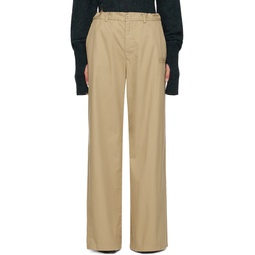 Beige Embroidered Trousers 232188F087003