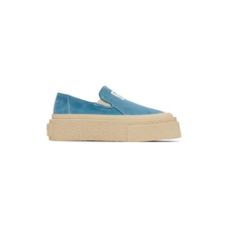 Blue Platform Slip On Sneakers 231188F128001