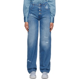 Blue High Waisted Jeans 231188F069014