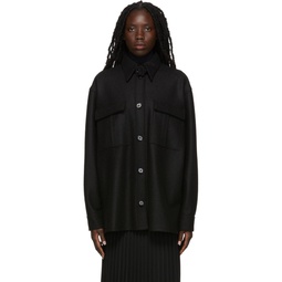 Black Felt Wool Light Coat 221188F059004
