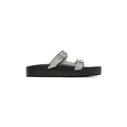 Black   Gray Leather Sandals 231188M234000