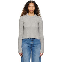 Gray Cutout Sweater 231188F096009