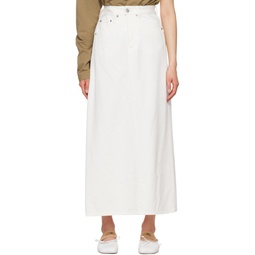 White 5 Pocket Denim Maxi Skirt 241188F093011