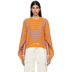 Orange Striped Sweater 231188F096006