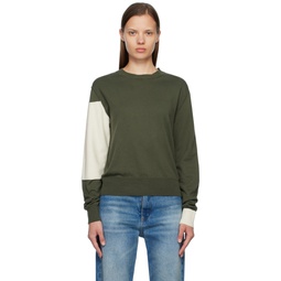 Off White   Green Color Block Sweater 231188F096001