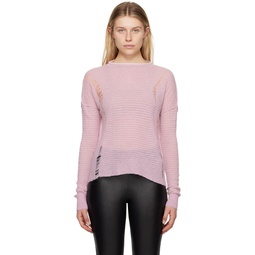 Pink Distressed Sweater 222188F096015