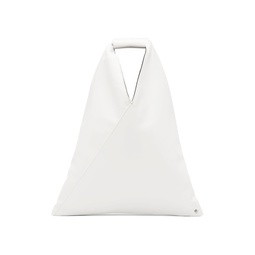 White Faux Leather Small Triangle Tote 222188F049004