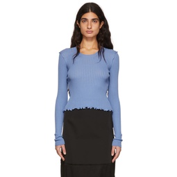 Blue Cotton Sweater 221188F096006