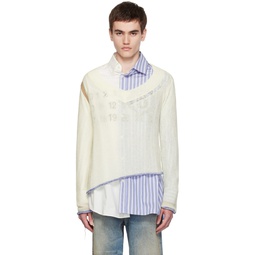 White Asymmetric Sweater 232188M206000