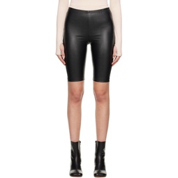 Black Bike Faux Leather Shorts 231188F088015