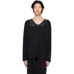 Black Studded Long Sleeve T Shirt 222188M213012