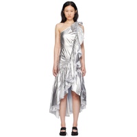 Silver Ruffles Midi Dress 241188F054010