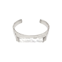 Silver Metal Chiseled Cuff Bracelet 241188F020010