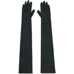 Green & Black Printed Floral Gloves 232188F012004