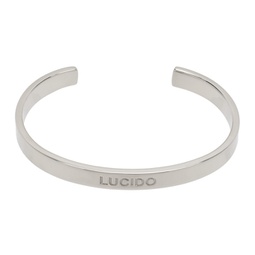 Silver Brass Minimal Logo Cuff Bracelet 241188F020013