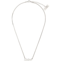 Silver Brass Minimal Logo Necklace 241188F023007