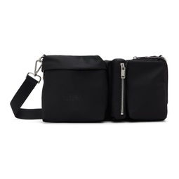 Black Three-Pocket Nylon Crossbody Bag 241188F048021