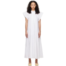 White Gathered Maxi Dress 241188F055003