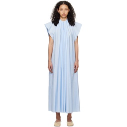 Blue Gathered Maxi Dress 241188F055002