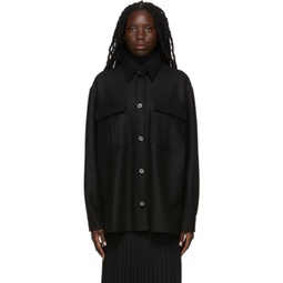 Black Felt Wool Light Coat 221188F059004