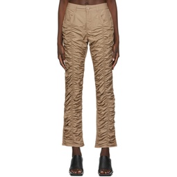 Beige Ruched Trousers 221188F087008