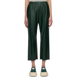Green Two-Pocket Faux-Leather Trousers 231188F087009