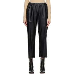 Black Straight-Leg Faux-Leather Trousers 231188F087010