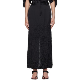Black Crinkled Maxi Skirt 232188F093001