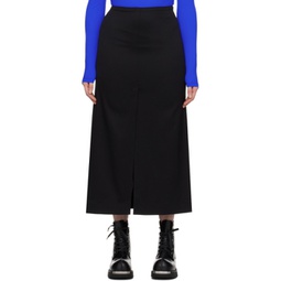 Black Vented Maxi Skirt 241188F093016