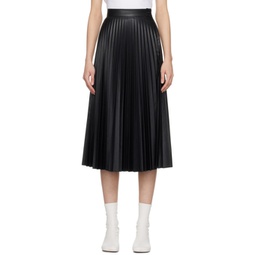 Black Pleated Midi Skirt 241188F092009
