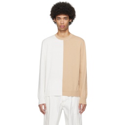 Beige & Off-White Two-Tone Sweater 241188M201001