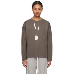 Taupe Backstage Pass Long Sleeve T-Shirt 241188M213014