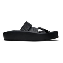 Black Webbing Slip-On Platform Sandals 241188M234003