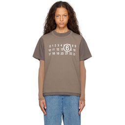 Taupe Two-Layer T-Shirt 241188F110025