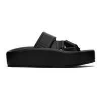 Black Webbing Slip-On Platform Sandals 241188F124000