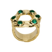 Gold   Green Halo Ring 222416F024024