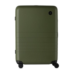 Green Medium Check In Suitcase 241033M173010
