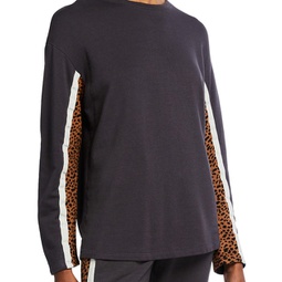 paneled mini leopard sweatshirt in faded black