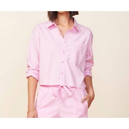 cropped poplin shirt in pink lavender