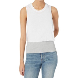 double layered tank top in white/ grey