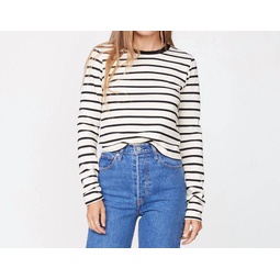 stripe cropped long sleeve in natural/ black