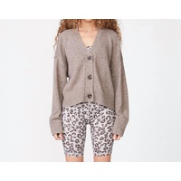 marled oversized cashmere cardigan in brown