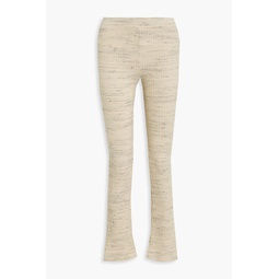 Marled ribbed cotton-blend flared pants