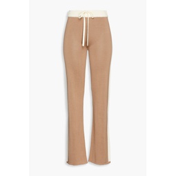 Two-tone cotton and modal-blend track pants