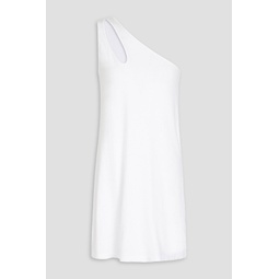 One-shoulder cotton-blend jersey mini dress