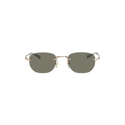Gold Rectangular Sunglasses 241926M134003